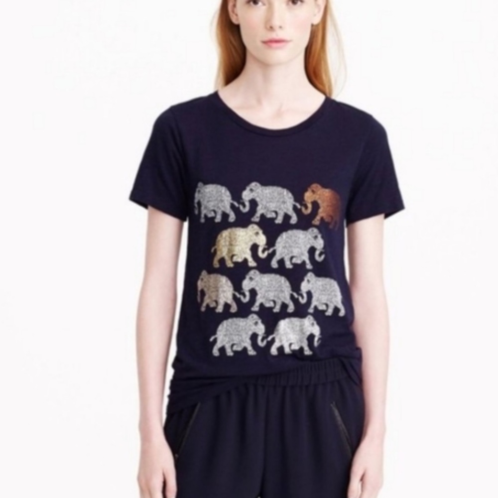 J Crew elephant print cotton modal t-shirt